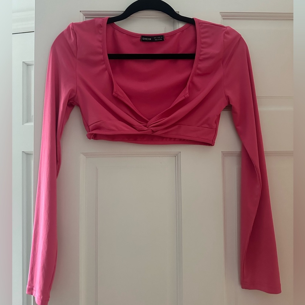 Women’s Pink Long Sleeve V-Neck going out top